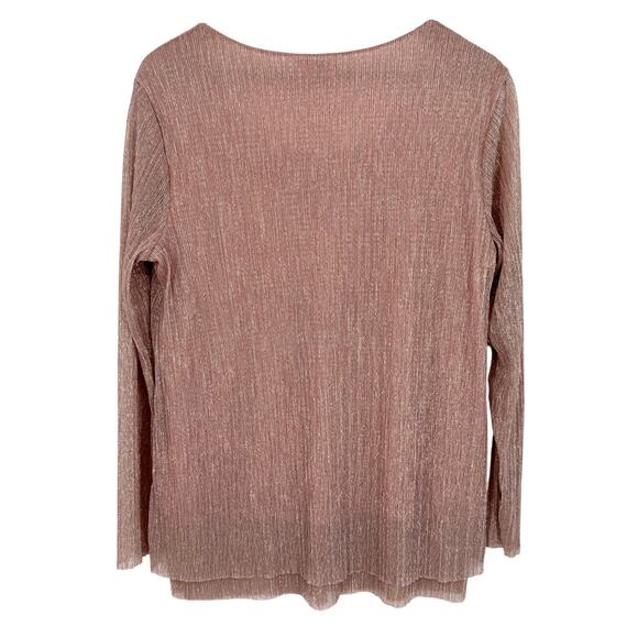 JM Collection Plus Size 1X Super Sparkly Formal Pink Blouse Shirt Top Christmas - Picture 9 of 9